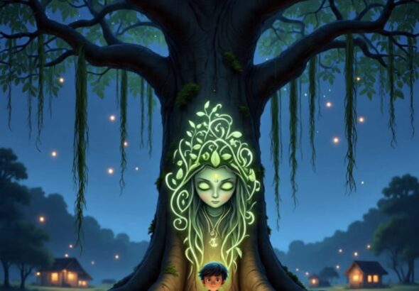 Udaynarayanpur village old banyan tree ghost story night view