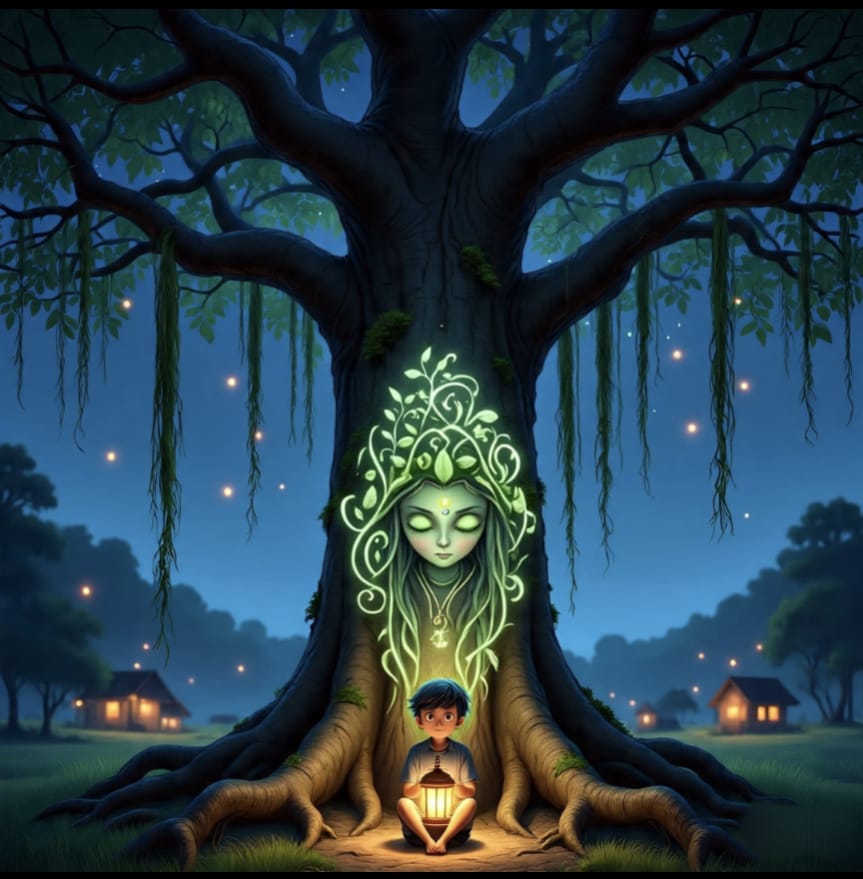 Udaynarayanpur village old banyan tree ghost story night view